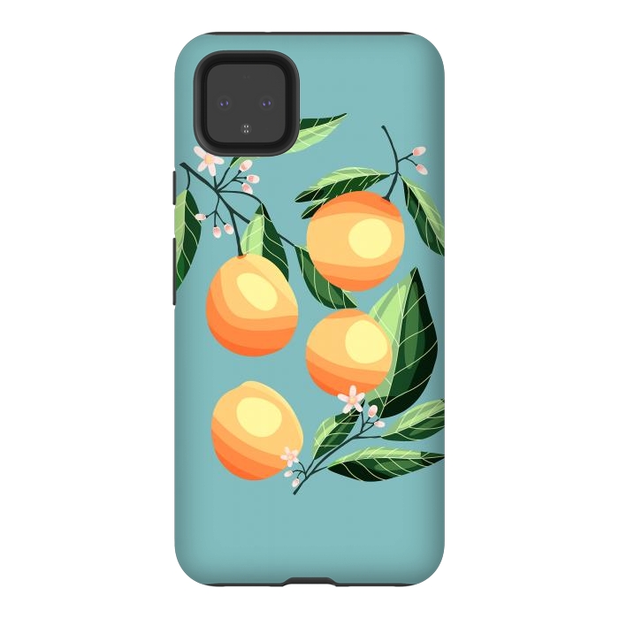 Pixel 4XL StrongFit Peaches on blue by Jelena Obradovic