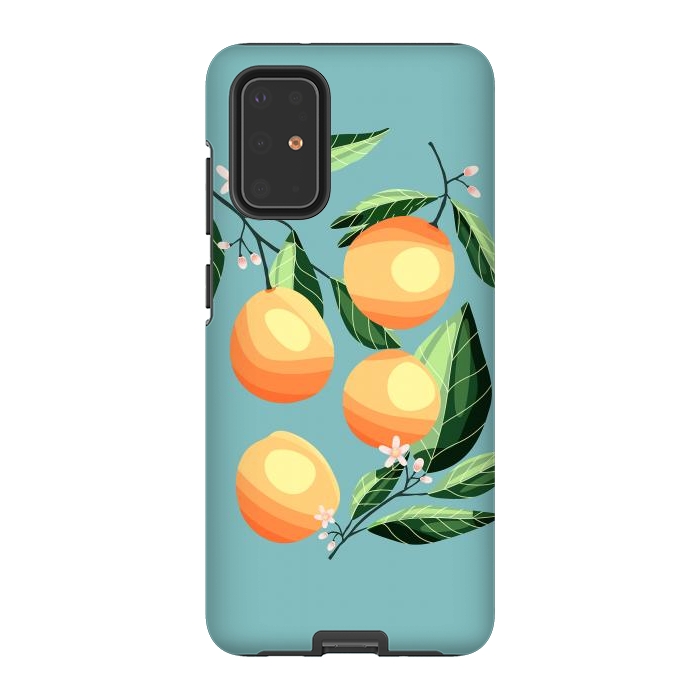 Galaxy S20 Plus StrongFit Peaches on blue by Jelena Obradovic