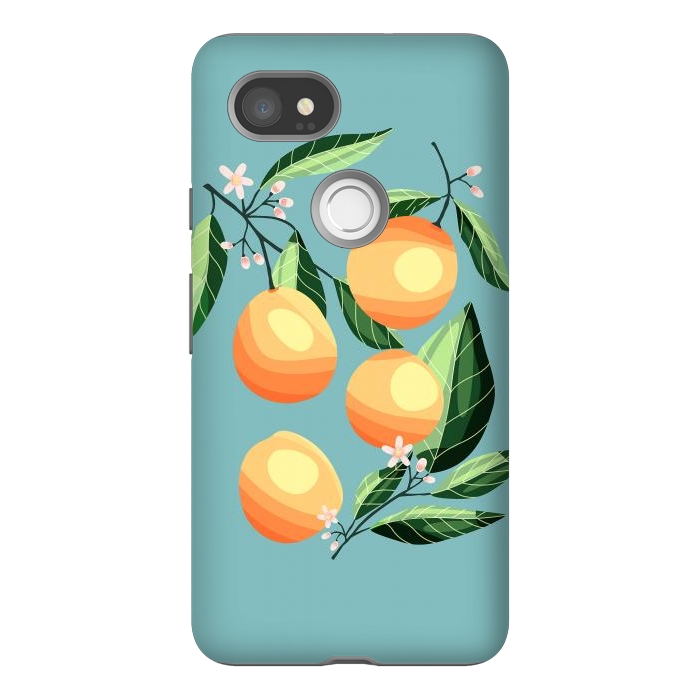 Pixel 2XL StrongFit Peaches on blue by Jelena Obradovic