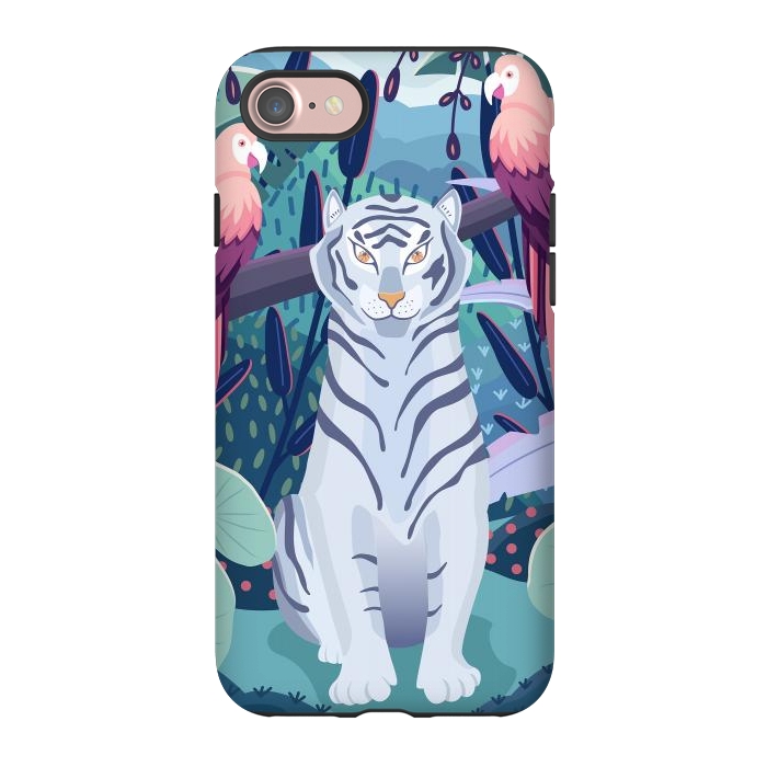 iPhone 7 StrongFit Blue tiger and parrots by Jelena Obradovic