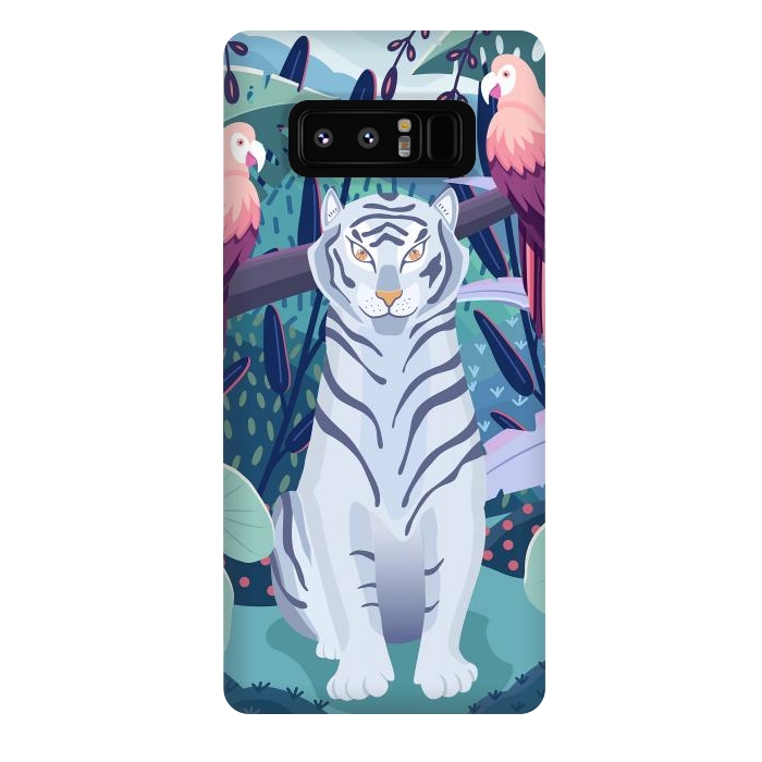 Galaxy Note 8 StrongFit Blue tiger and parrots by Jelena Obradovic