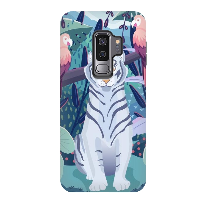 Galaxy S9 plus StrongFit Blue tiger and parrots by Jelena Obradovic