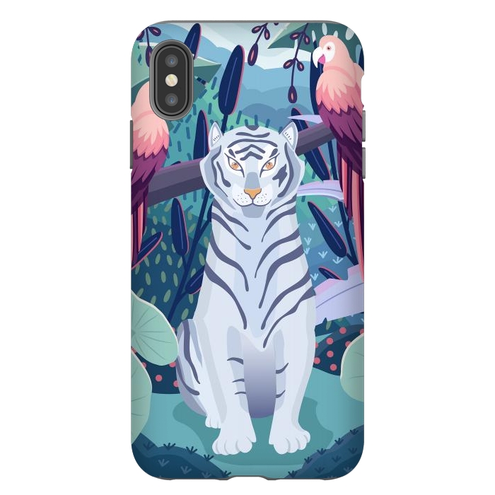 iPhone Xs Max StrongFit Blue tiger and parrots by Jelena Obradovic