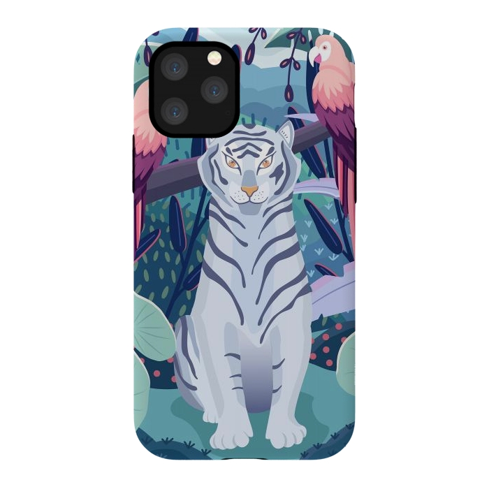 iPhone 11 Pro StrongFit Blue tiger and parrots by Jelena Obradovic