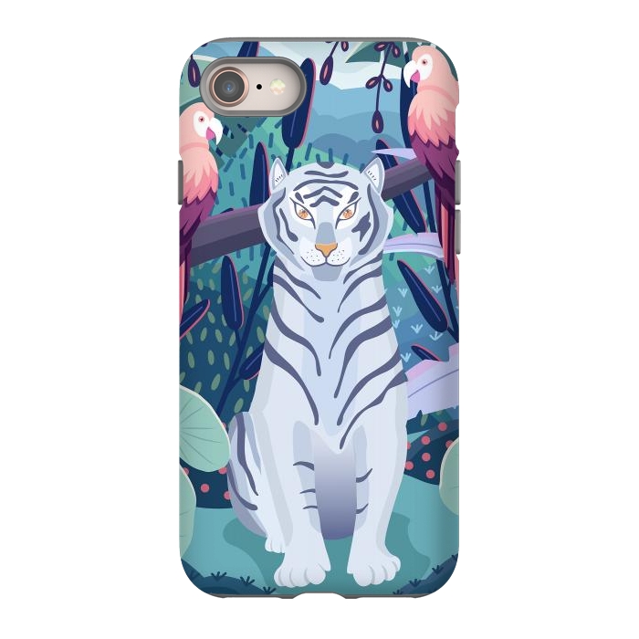 iPhone SE StrongFit Blue tiger and parrots by Jelena Obradovic