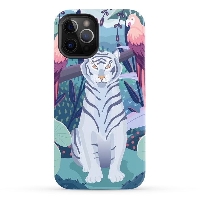 iPhone 12 Pro StrongFit Blue tiger and parrots by Jelena Obradovic