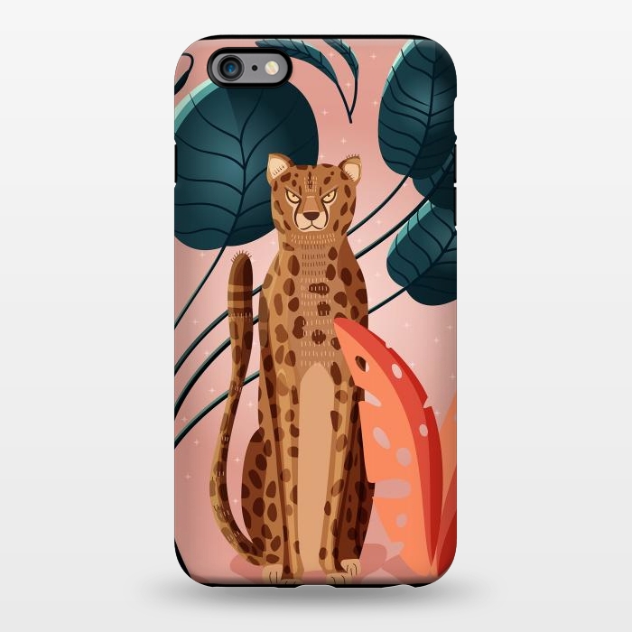 iPhone 6/6s plus StrongFit Cheetah and palm leaves by Jelena Obradovic