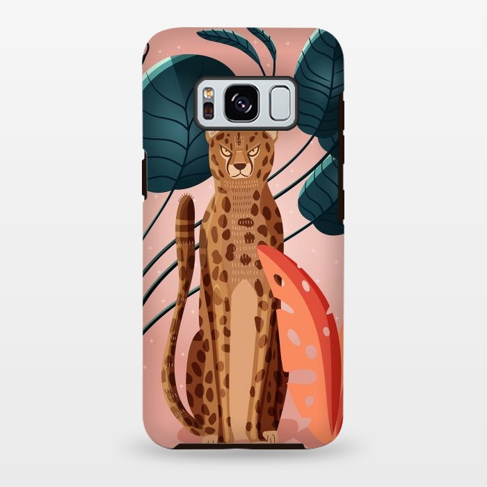 Galaxy S8 plus StrongFit Cheetah and palm leaves by Jelena Obradovic