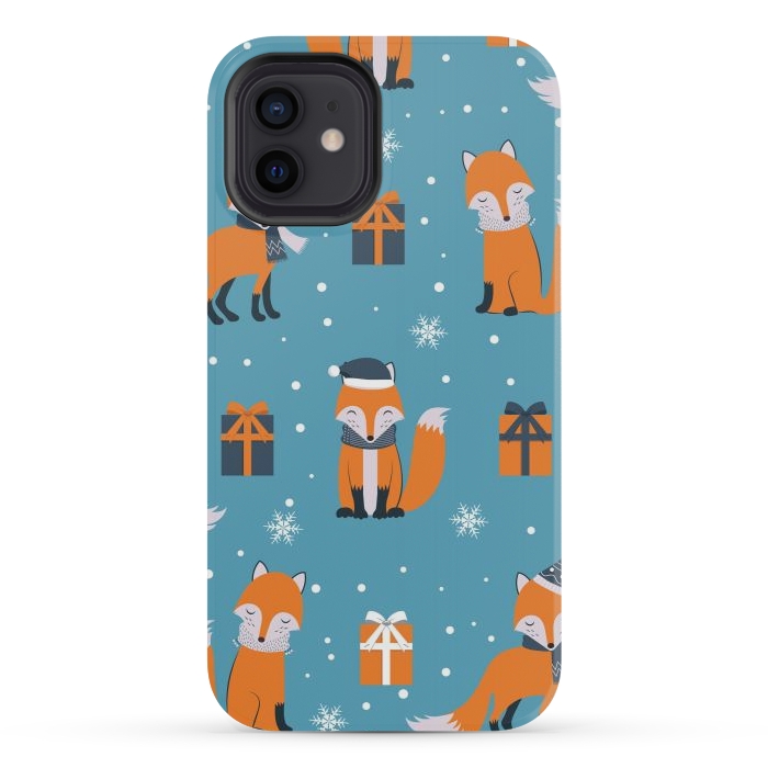iPhone 12 mini StrongFit cute xmas fox by haroulita