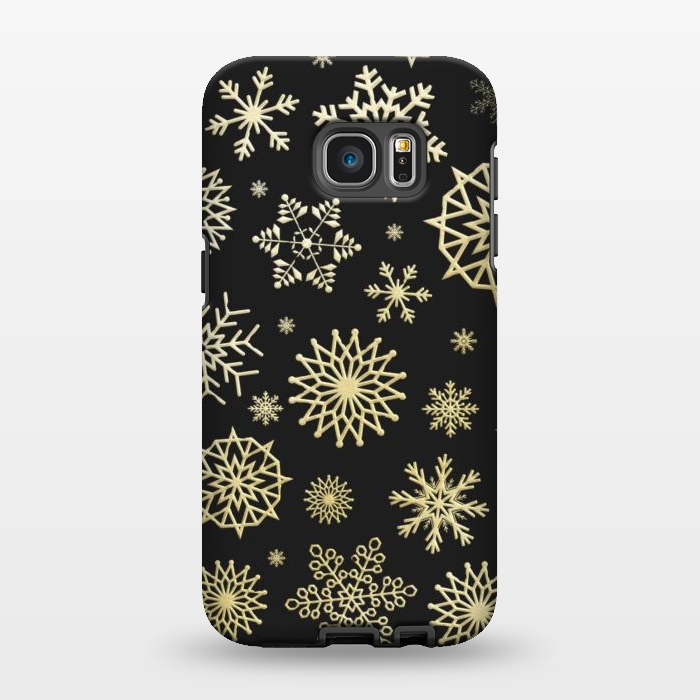 Galaxy S7 EDGE StrongFit black gold snowflakes by haroulita