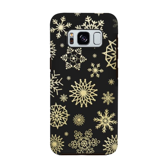 Galaxy S8 StrongFit black gold snowflakes by haroulita