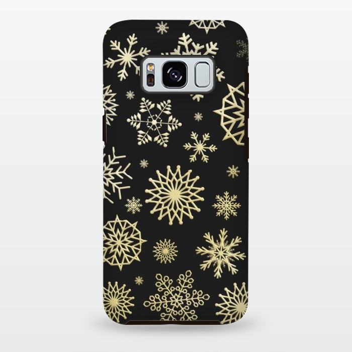 Galaxy S8 plus StrongFit black gold snowflakes by haroulita