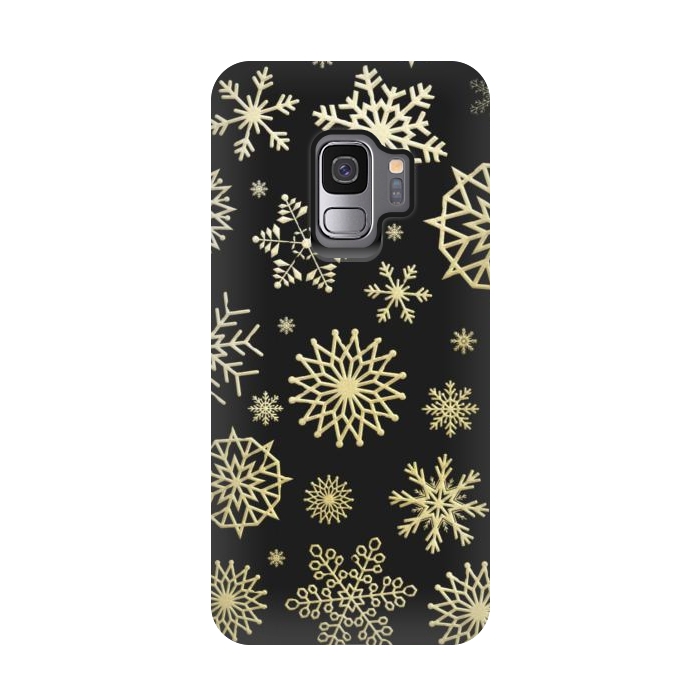 Galaxy S9 StrongFit black gold snowflakes by haroulita
