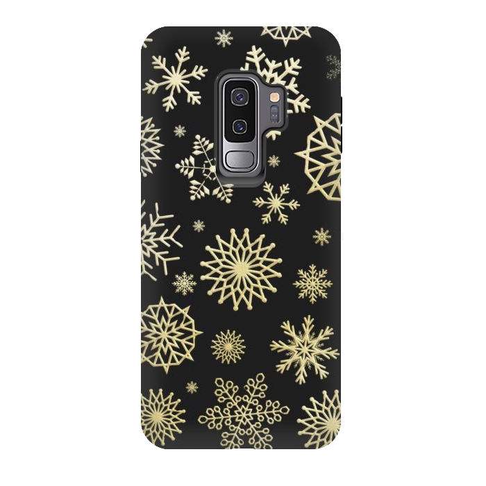 Galaxy S9 plus StrongFit black gold snowflakes by haroulita