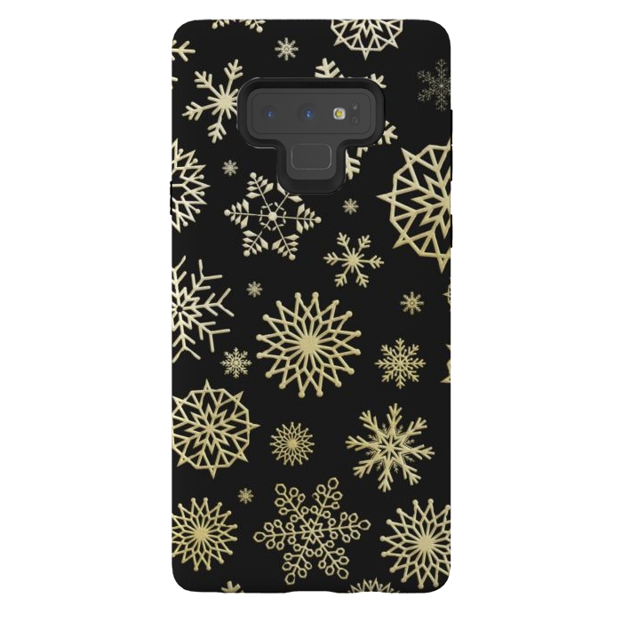 Galaxy Note 9 StrongFit black gold snowflakes by haroulita