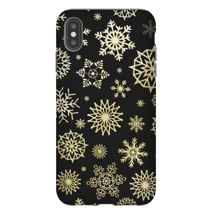 iPhone Xs Max StrongFit black gold snowflakes by haroulita