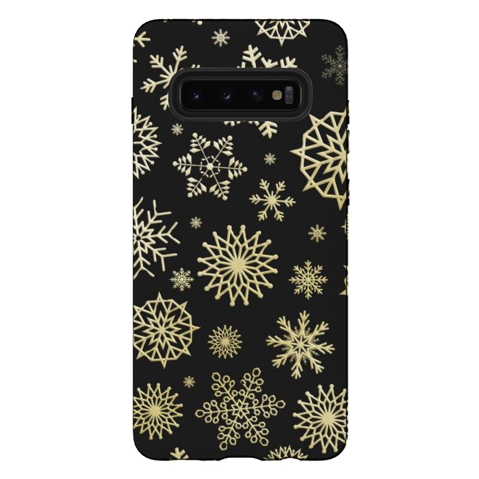 Galaxy S10 plus StrongFit black gold snowflakes by haroulita