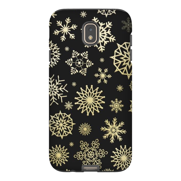 Galaxy J7 StrongFit black gold snowflakes by haroulita