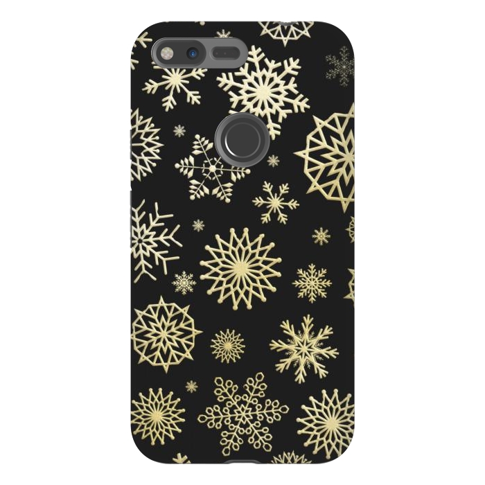 Pixel XL StrongFit black gold snowflakes by haroulita