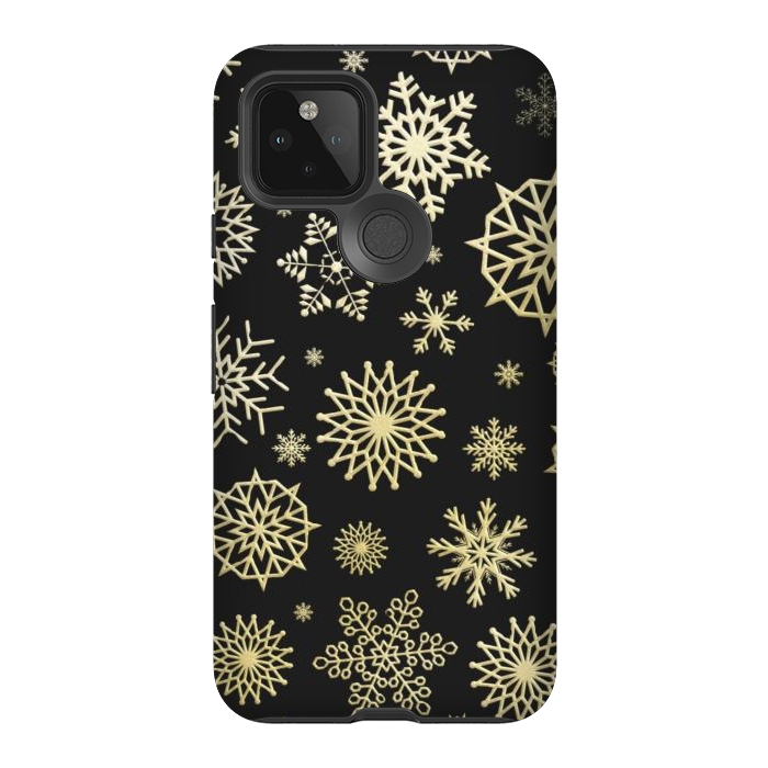Pixel 5 StrongFit black gold snowflakes by haroulita