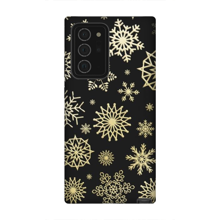 Galaxy Note 20 Ultra StrongFit black gold snowflakes by haroulita