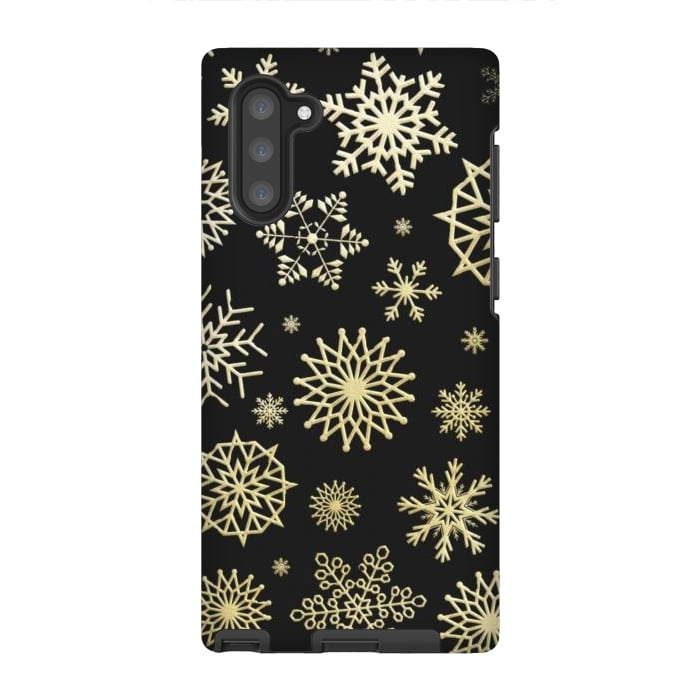Galaxy Note 10 StrongFit black gold snowflakes by haroulita
