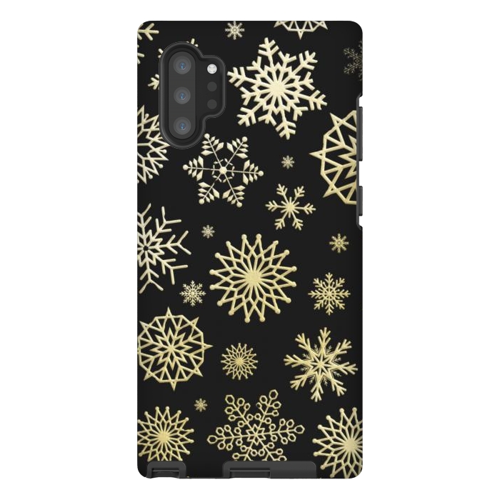 Galaxy Note 10 plus StrongFit black gold snowflakes by haroulita