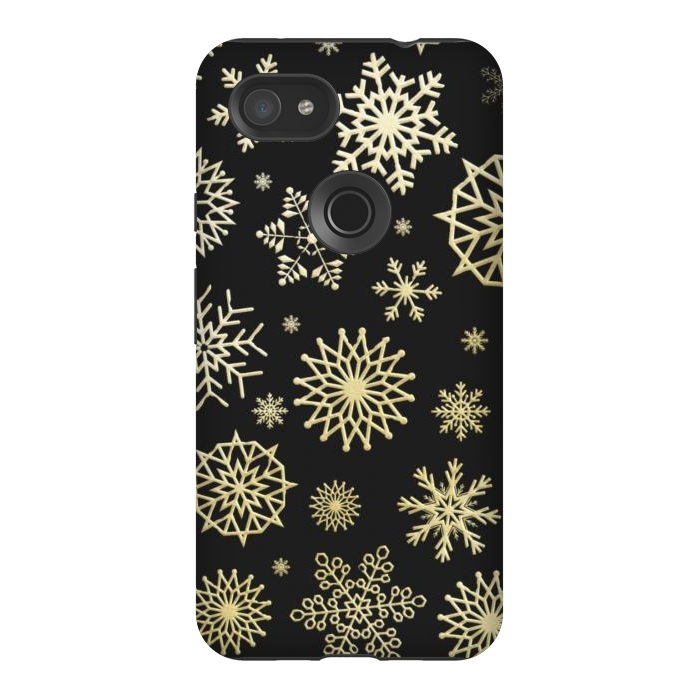 Pixel 3AXL StrongFit black gold snowflakes by haroulita