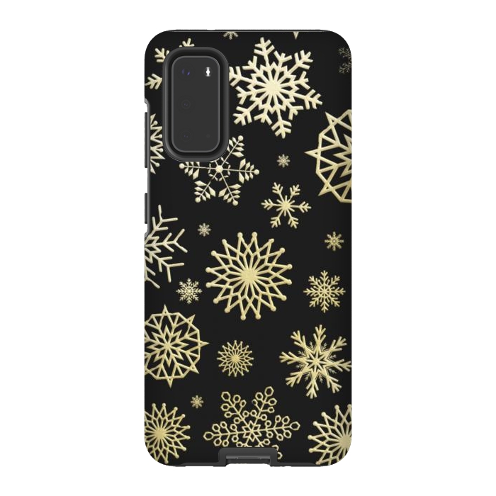 Galaxy S20 StrongFit black gold snowflakes by haroulita