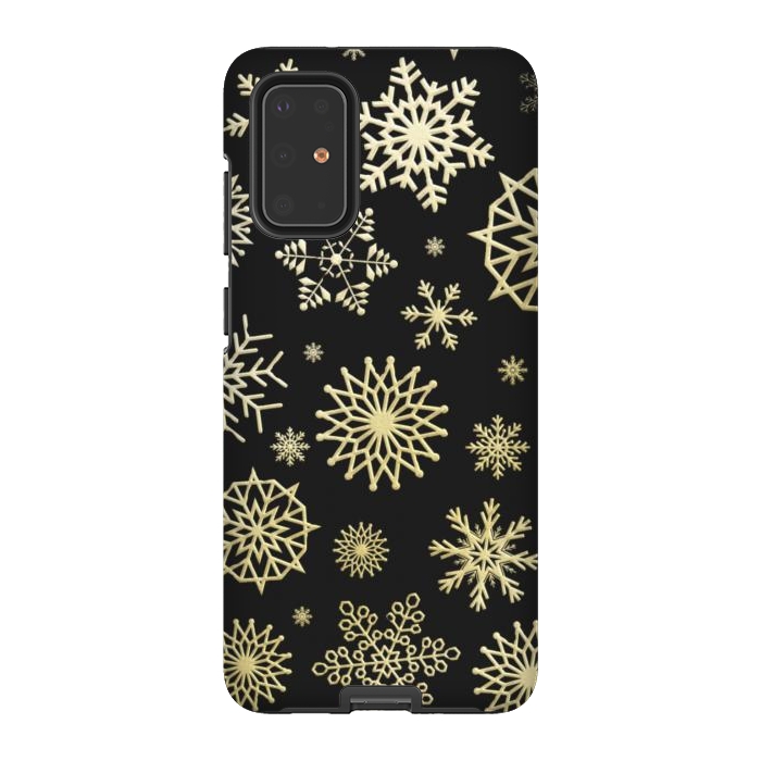 Galaxy S20 Plus StrongFit black gold snowflakes by haroulita