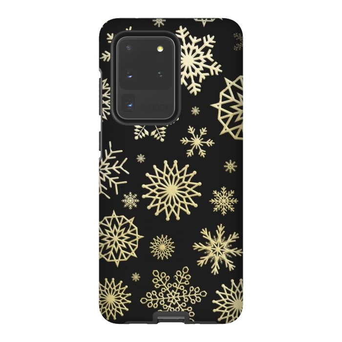 Galaxy S20 Ultra StrongFit black gold snowflakes by haroulita