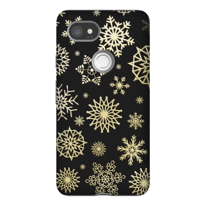 Pixel 2XL StrongFit black gold snowflakes by haroulita