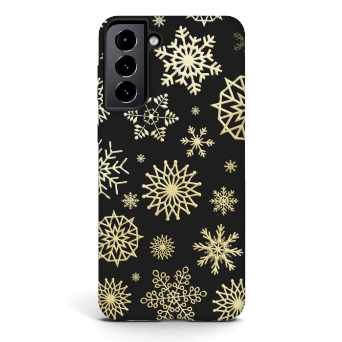 Galaxy S21 StrongFit black gold snowflakes by haroulita