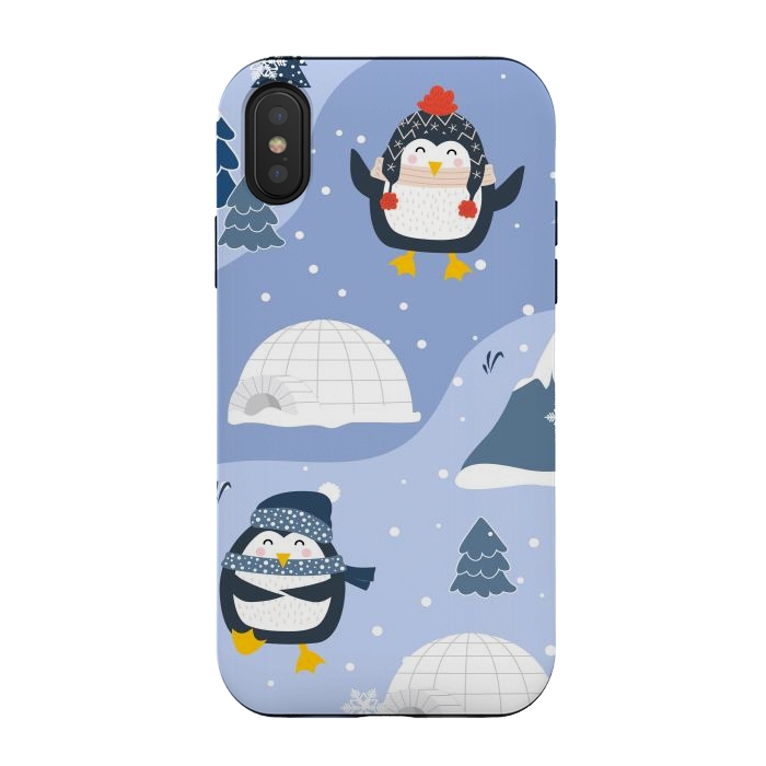 iPhone Xs / X StrongFit winter happy penguins by haroulita