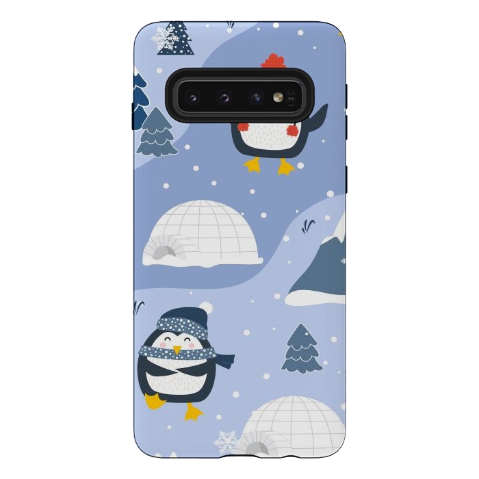 Galaxy S10 StrongFit winter happy penguins by haroulita