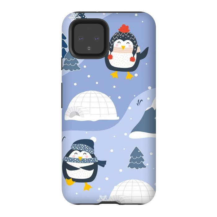 Pixel 4 StrongFit winter happy penguins by haroulita