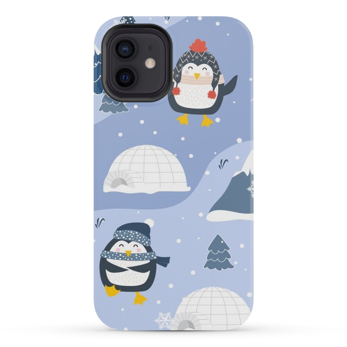 iPhone 12 mini StrongFit winter happy penguins by haroulita