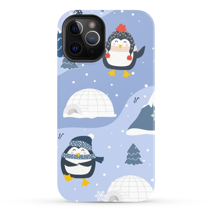 iPhone 12 Pro StrongFit winter happy penguins by haroulita