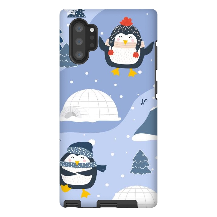 Galaxy Note 10 plus StrongFit winter happy penguins by haroulita