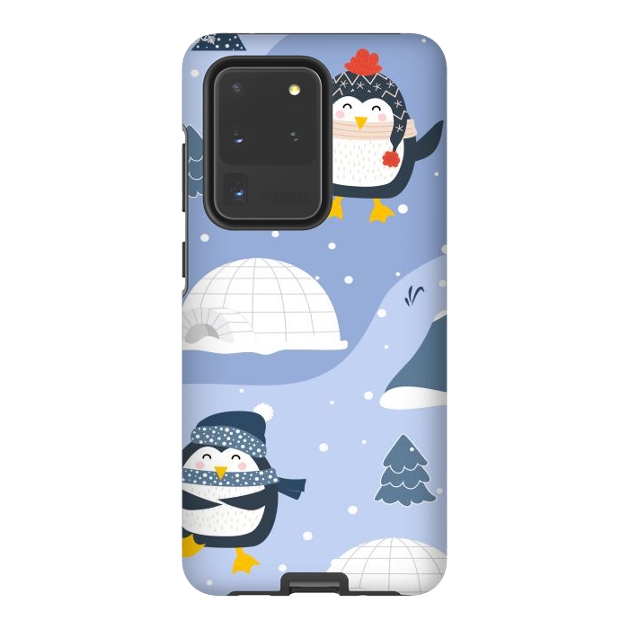 Galaxy S20 Ultra StrongFit winter happy penguins by haroulita