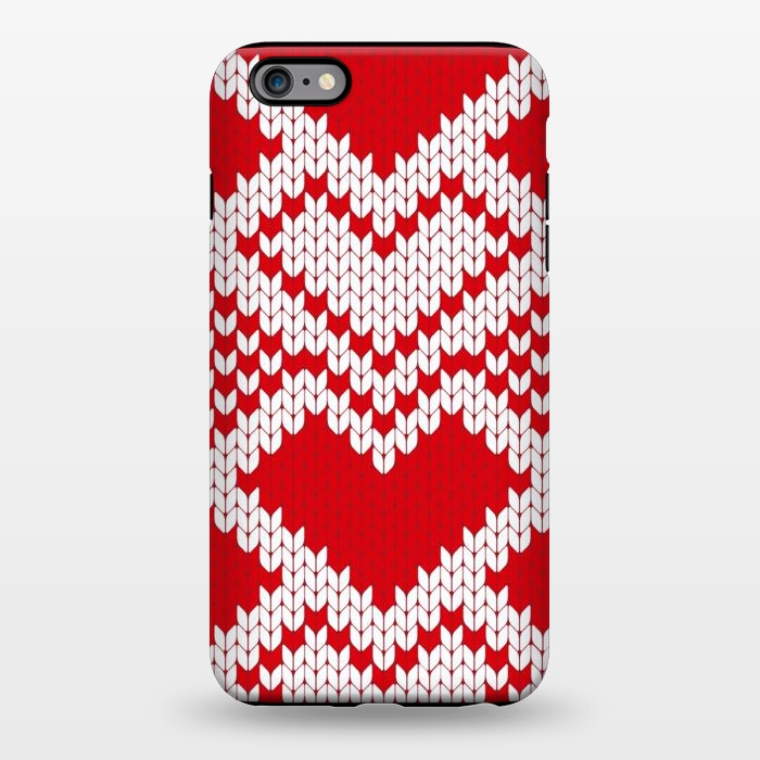 iPhone 6/6s plus StrongFit Red white knitted heart pattern by haroulita