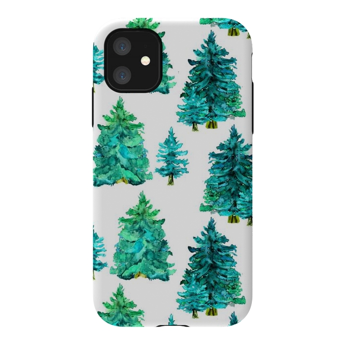 iPhone 11 StrongFit christmas winter trees by haroulita
