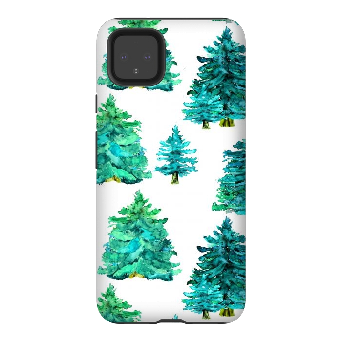 Pixel 4XL StrongFit christmas winter trees by haroulita