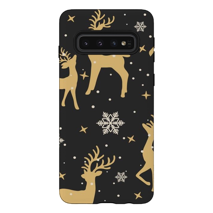 Galaxy S10 StrongFit gold deers xmas  by haroulita