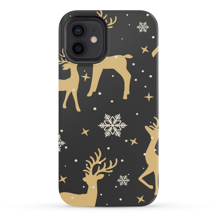 iPhone 12 mini StrongFit gold deers xmas  by haroulita