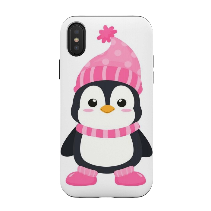 iPhone Xs / X StrongFit cute pink penguin  by haroulita