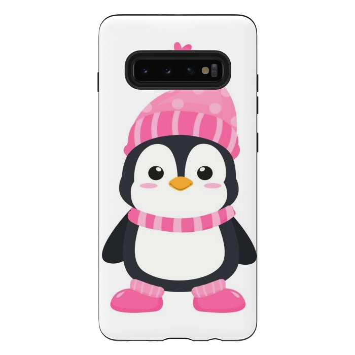 Galaxy S10 plus StrongFit cute pink penguin  by haroulita