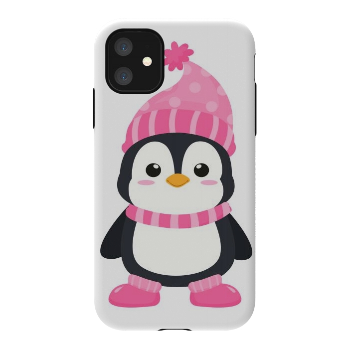 iPhone 11 StrongFit cute pink penguin  by haroulita