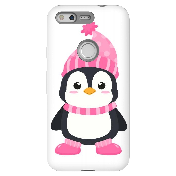 Pixel StrongFit cute pink penguin  by haroulita