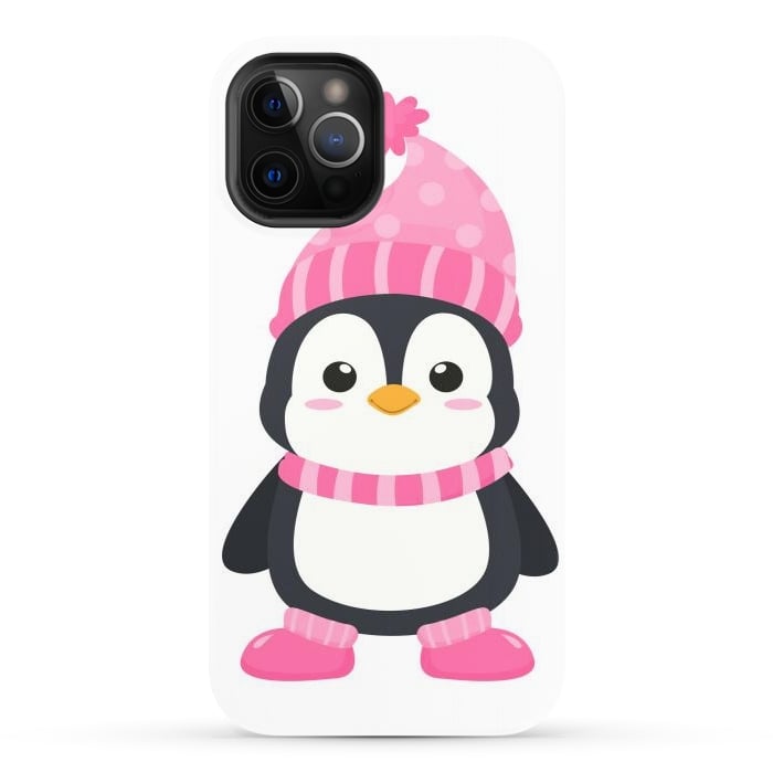 iPhone 12 Pro StrongFit cute pink penguin  by haroulita
